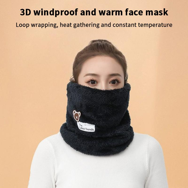 Solid Winter Warm Collor Ring Scarf Thickened Plush Windproof Neck Gaiter Cold-Proof Outdoor Skiing Running Men Women Muffler
