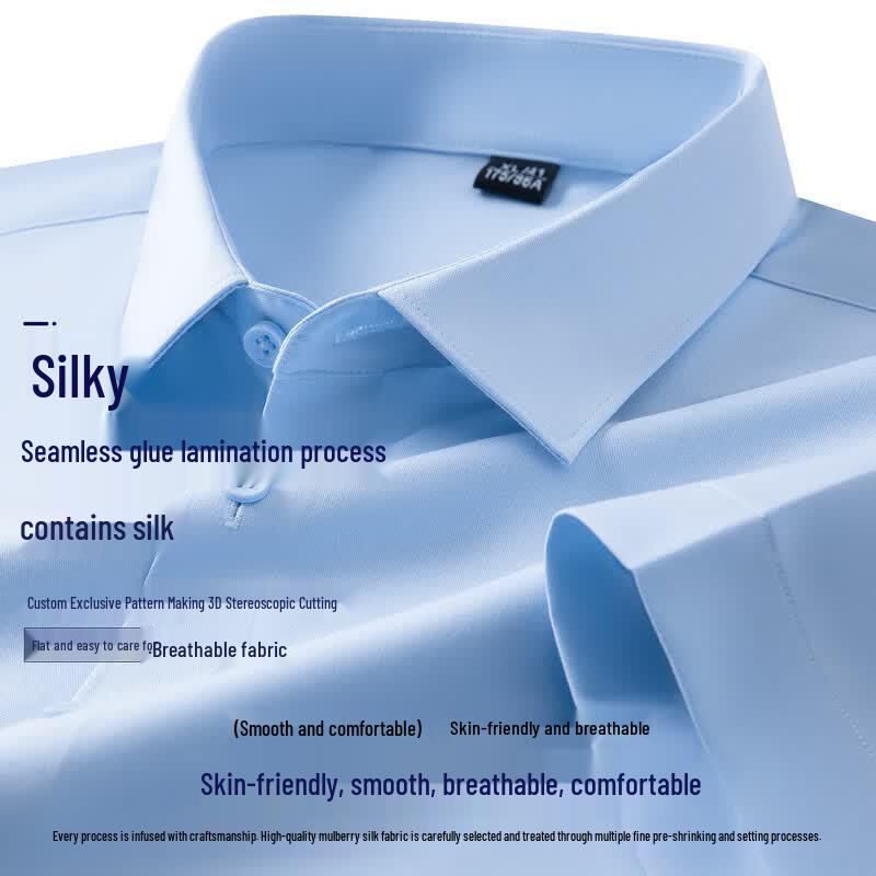 

Men s Silk Modal Short Sleeve Business Casual Shirt 4XL