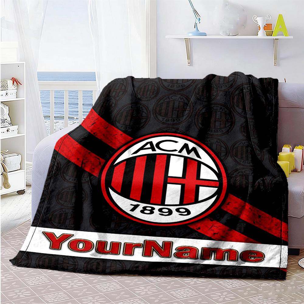 Ac Milan Personalized Text Blanket Cozy Customizable Blanket Comfortable Great for Livingroom Picnics Bed Chair for All Occasions