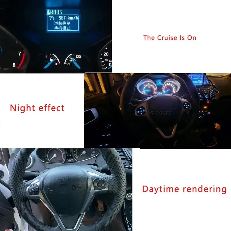 Car Frame Panel Steering Wheel Cover +Cruise Control Buttons + Wire For Ford Fiesta MK7 MK8 Ecosport 2013-2015
