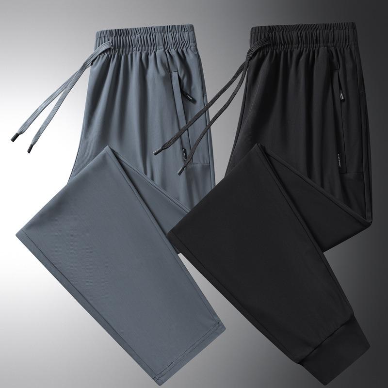 Men's Pants Summer New Ice Pants Men's Summer Casual Pants Loose and Versatile Air-conditioned Pants Quick-drying Solid Color Sweatpants