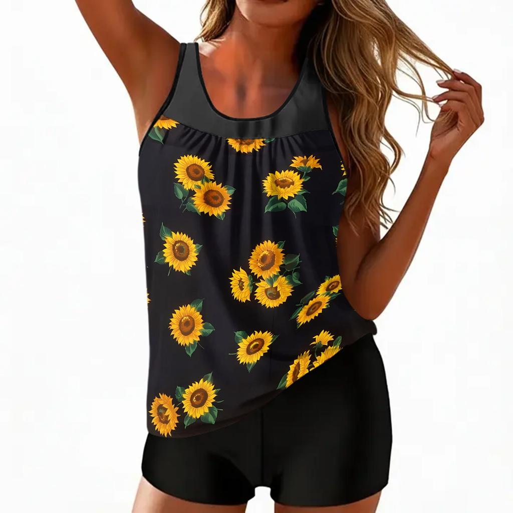 Women's Bohemian Print Split Swimsuit Sport Swimsuit