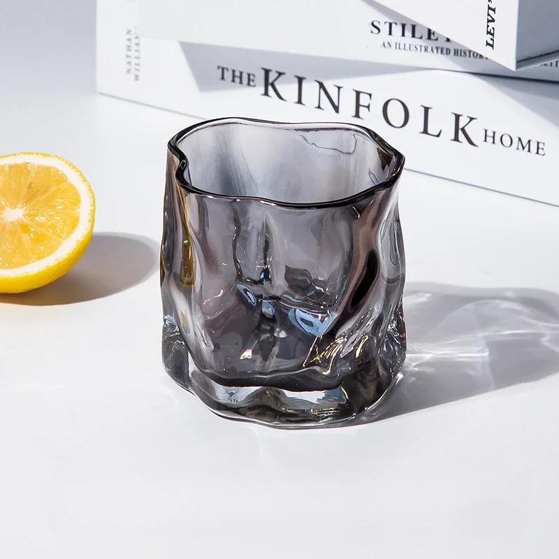 Twist Glass Creative Ins Transparent Irregular Whiskey Beer Glass Crystal Glass Irregular High Appearance Horizontal Water Glass