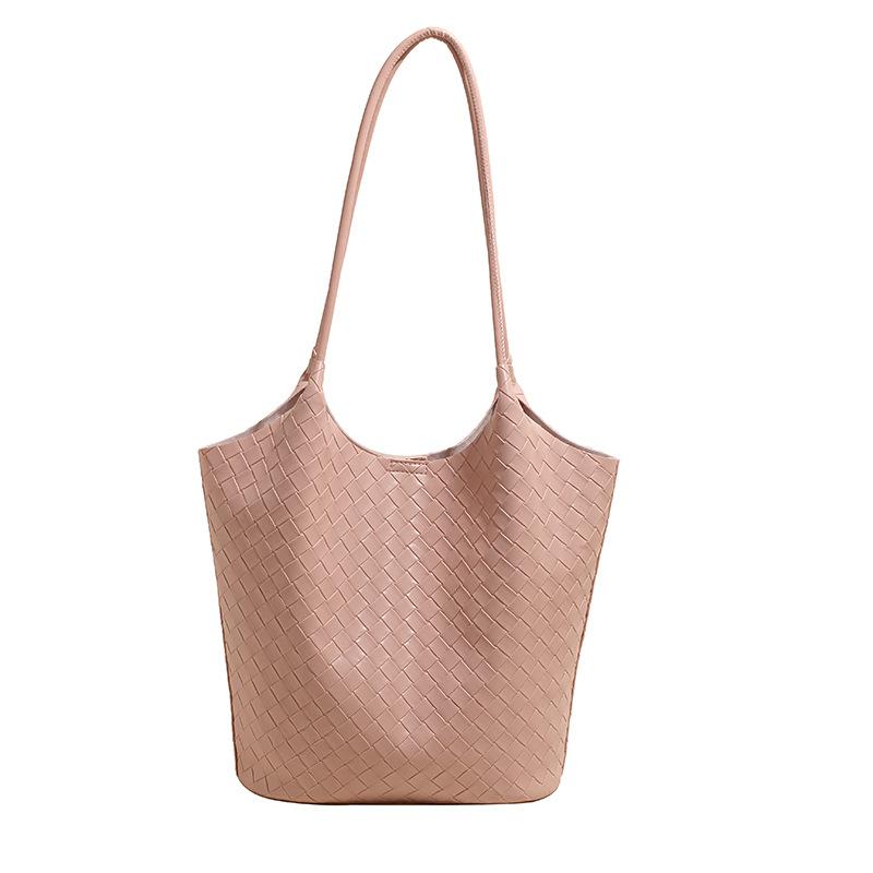 New leather women's bag trendy fashion woven pattern cowhide casual vegetable basket bucket bag portable bag