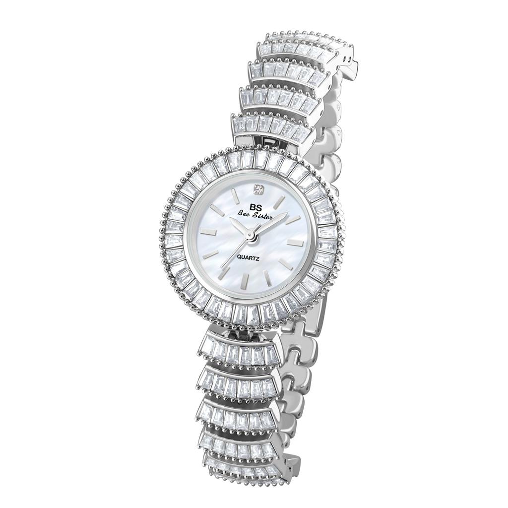 High-end Luxury Woman Watch Full Diamond Gold Silver Bracelet Women Fashion Quartz Wristwatches Ladies Rhinestone Clock