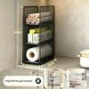 Stackable Kitchen Storage Baskets Easy Install Pantry Racks for Spices Plastic Wrap Paper Towel Kitchen Organization