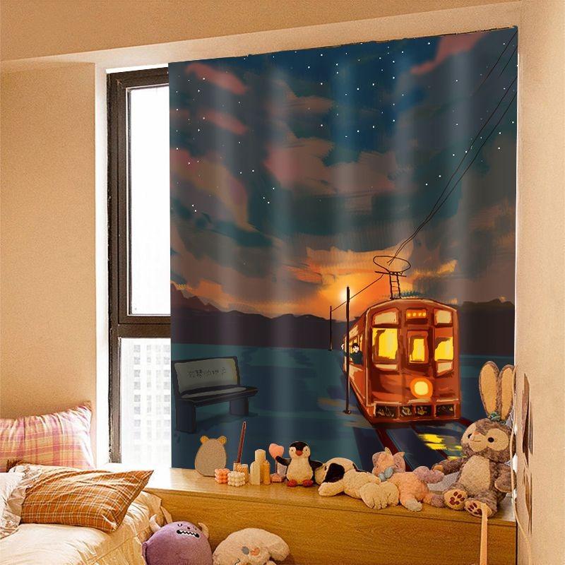 Hook and Loop Curtain Cloth Floating Window Insulation Punching-free Installation New Simple Bedroom Shade In 2024 Cute Printed