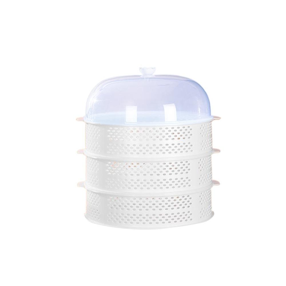 New Multi-layer Food Storage Tray with Lid Kitchen Tool Draining Basket Hollowed-out Plastic Vegetable Cover Household