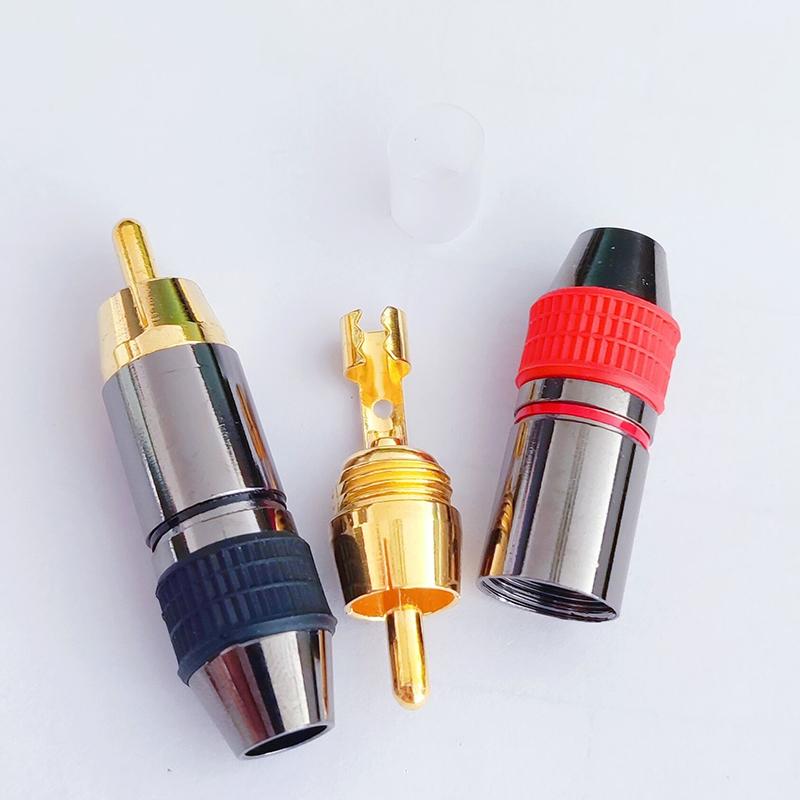 2Pcs Rca Male Plug Connector Non Solder Av Audio Video Locking Cable Plug Adapter Or Audio Cable Plug Video Cctv Camera Rca Jack