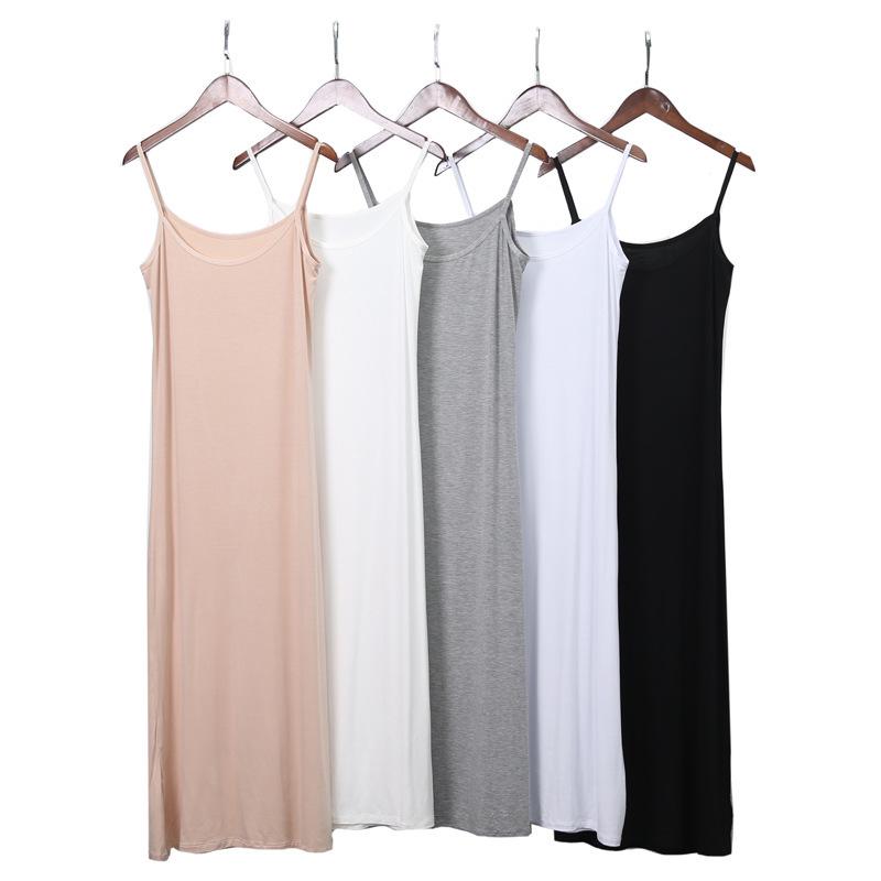 Women's Modal Suspender Skirt: Slim Fit, Sleeveless, Mid-Length, Anti-See-Through Lining.