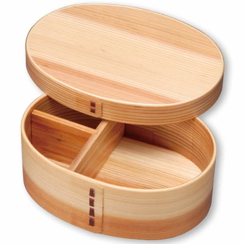 Nagao Magewappa Bento Box, Oval, 1 Tier, Natural, with Divider, FH01W