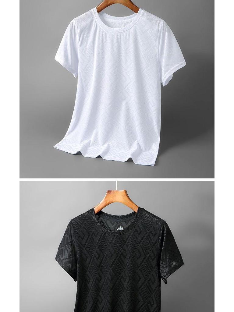 Pánské rychleschnoucí tričko z ledového hedvábí s 3D žakárovým vzorem