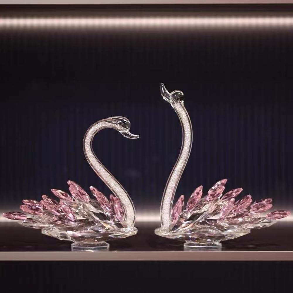 Crystal Glass Crystal Swan Wedding Gift Present Stylish Swan Pair Set Love Protection Cute Clear Rhinestone Interior Figurine K9 Crystal Room