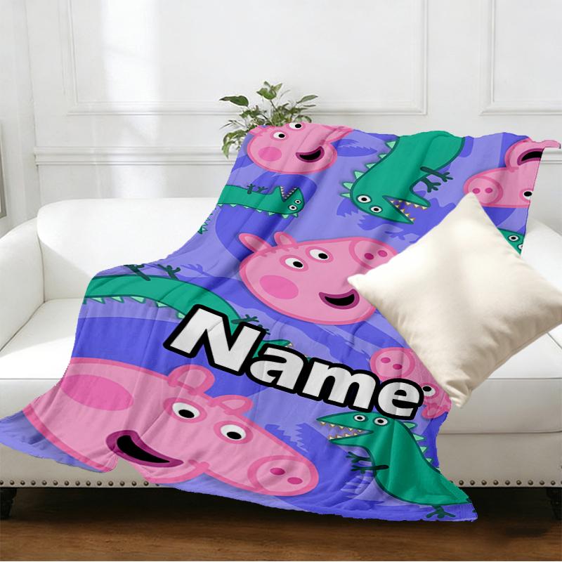 Custom Name Personalized Pink Pig Print Blankets, Home Decor, Bedroom, Sofa, Camping, Couch, Gifts for Birthday Christmas