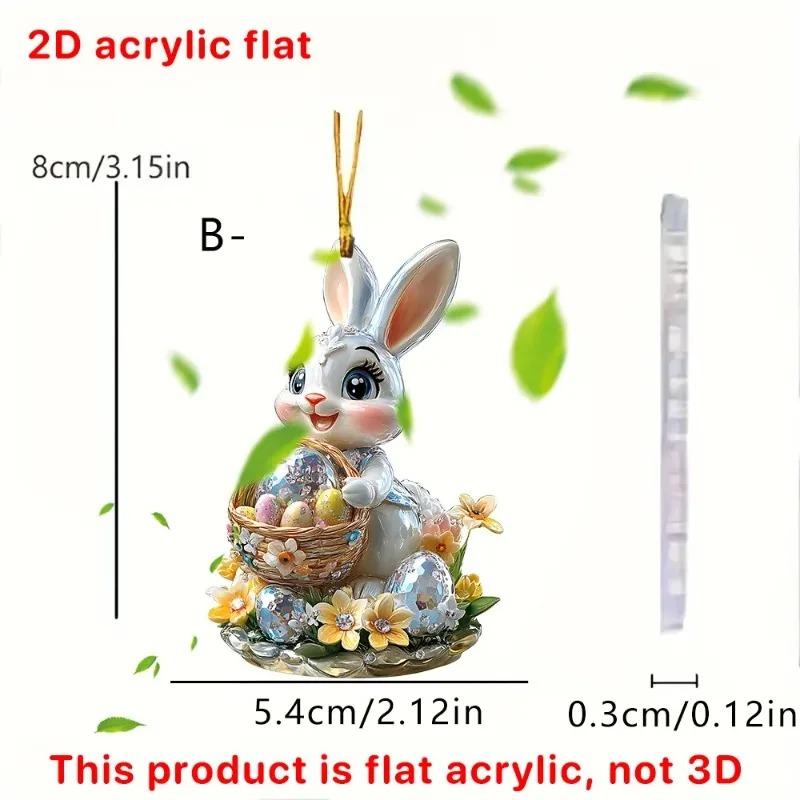 Décor de Pâques pour la Chambre Ornements Suspendus Lapin de Pâques 2D Pendentif Décoratif de Voiture Lapin en Acrylique avec Œuf & Décoration Chambre