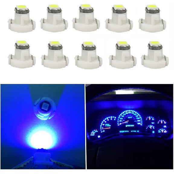 WLJH 10x Blue T3 Neo Wedge Led 3030 SMD Chip 8mm Base Car Instrument Cluster Light Dashboard Gauge HVAC AC Heater Climate Control Lamps Switch