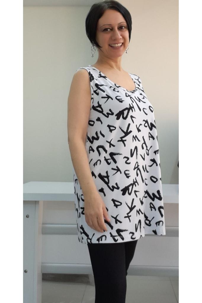 Women's Style Big Size T-Shirt Thick Strap Combed Cotton T-Shirt With Alphabetical Pattern