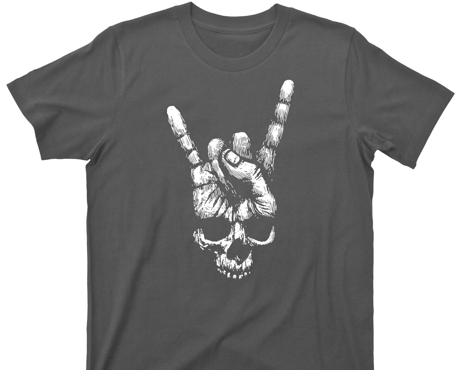 Skull Hand T Shirt - Heavy Metal Rock N Roll Graphic TShirt S