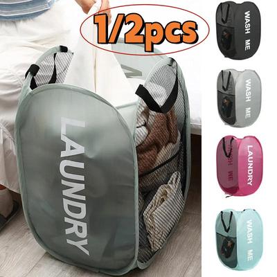 Dirty Clothes Storage Box Portable Mesh Laundry Dorm Travel Laundry Baskets Breathable Collapsible Space-Saving Laundry Hamper