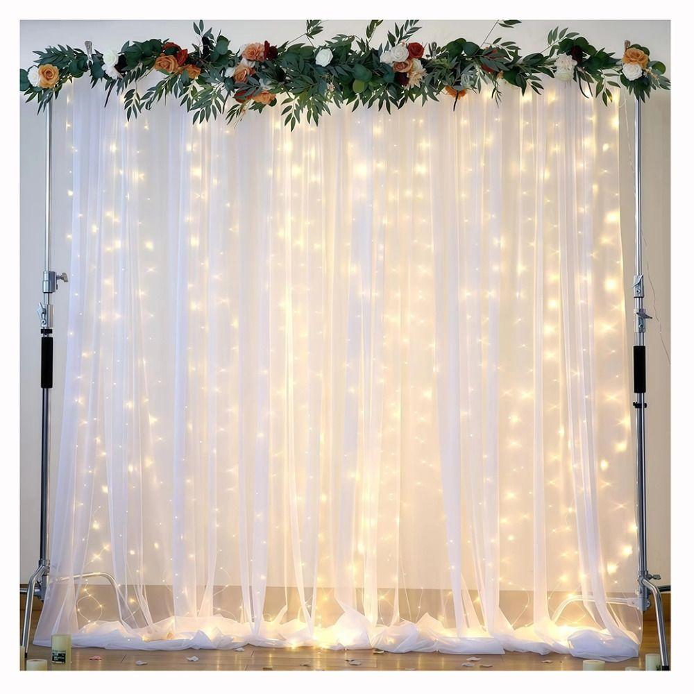 3meters Tulle Backdrop Curtains White Mesh Gauze Backdrop String Light Backdrop  Wedding Decoration