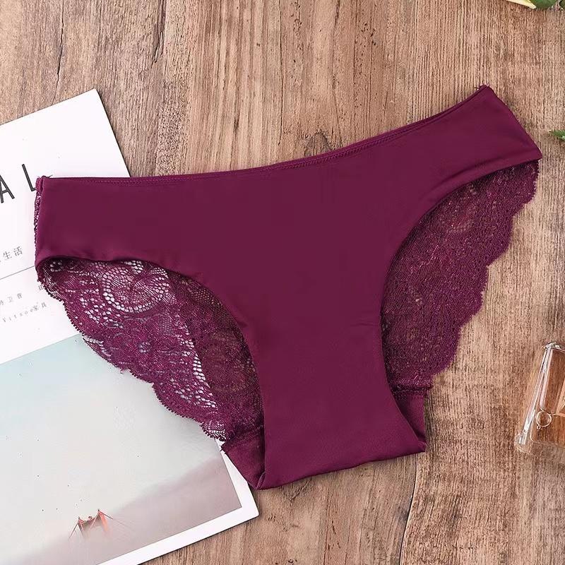 Frauen Sexy Spitze Höschen Nahtlose Baumwolle Atmungsaktive Slips Mädchen Transparente Unterhose Plus Größe Marke Unterwäsche