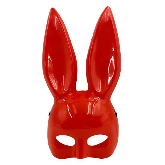 Masque de Lapin d'Halloween Oreilles Longues Lapin Demi-Masque pour Anniversaire Pâques Halloween Mascarade Cosplay Fête Costume