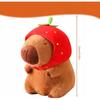 Pluszacz Erdbeerhut Capybara Plüschtier 23 cm Niedliches Plüschtier Weiches Kissen Geschenk für Kinder