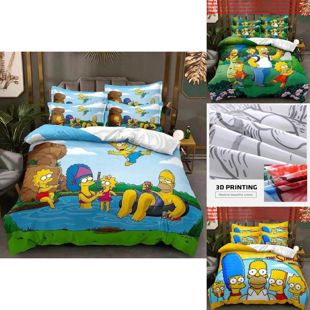 The Simpsons Cartoon Bedding Set With Reactive Dye Printing For Modern Home Decor