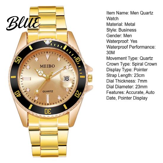 Male Quartz Watch Shock Resistant 30m Waterproof Round Dial Men Accurate Auto Date Chronograph Stainless