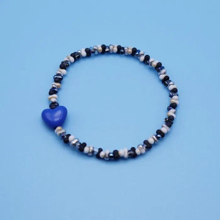 Heart Point Cute Beads Bracelet Blue and Red Heart Bead Bracelet