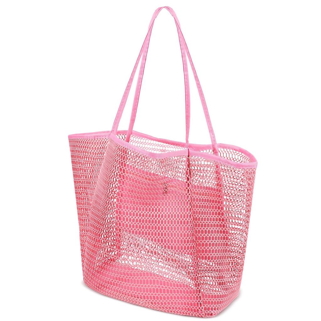 Women's Foldable Mesh Beach Bag - Versatile Shoulder Bag for Shopping and Travel