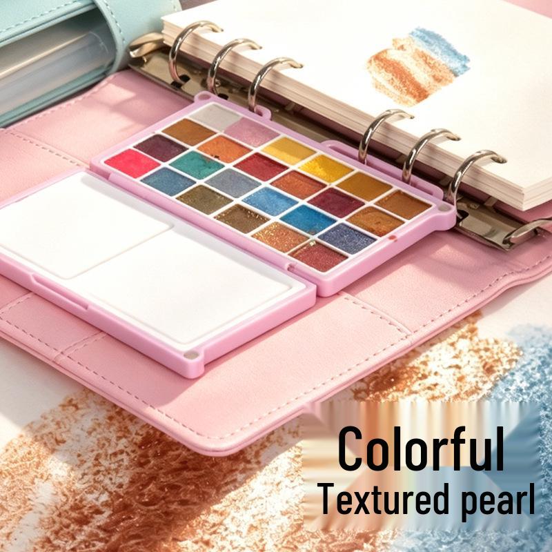 Pearlescent Watercolor Set: 24 Colors for Beginners & Art Students, Portable for Doodling & Painting