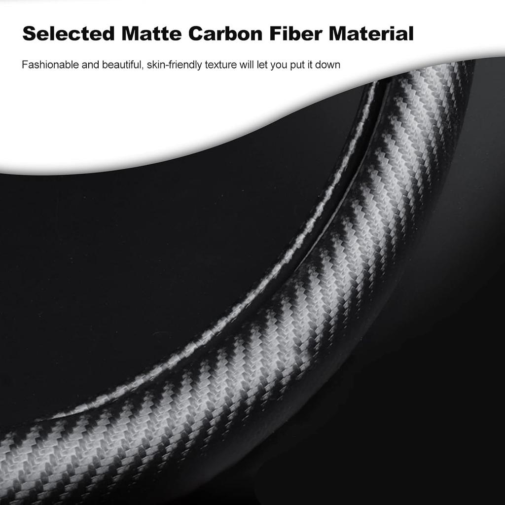 Ergocar Round Shape Carbon Fiber & Microfiber PU Leather Steering Wheel Cover Anti-Slip Car Steering Wheel Protector Breathable Sweat Absorbent Sport