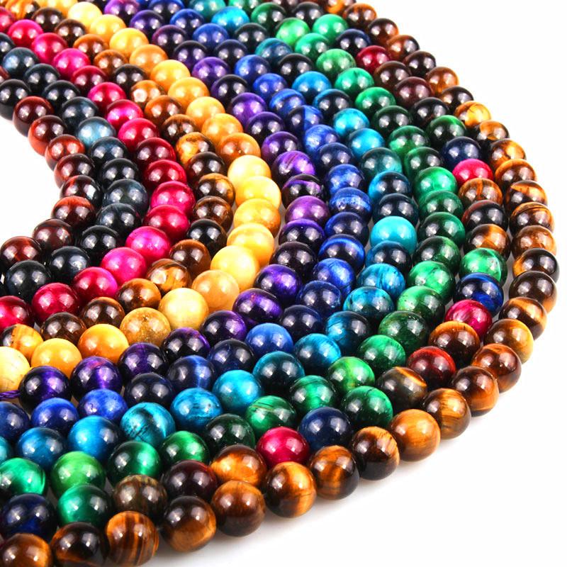 A-Grade Colored Tiger Eye Round Loose Beads for DIY Jewelry Making