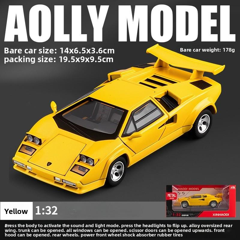 1:32 Countach LP500S Supercar Spielzeugauto Modell Rad Lenkung Geräusch und Licht Kinderspielzeug Sammlerstücke Geburtstagsgeschenke