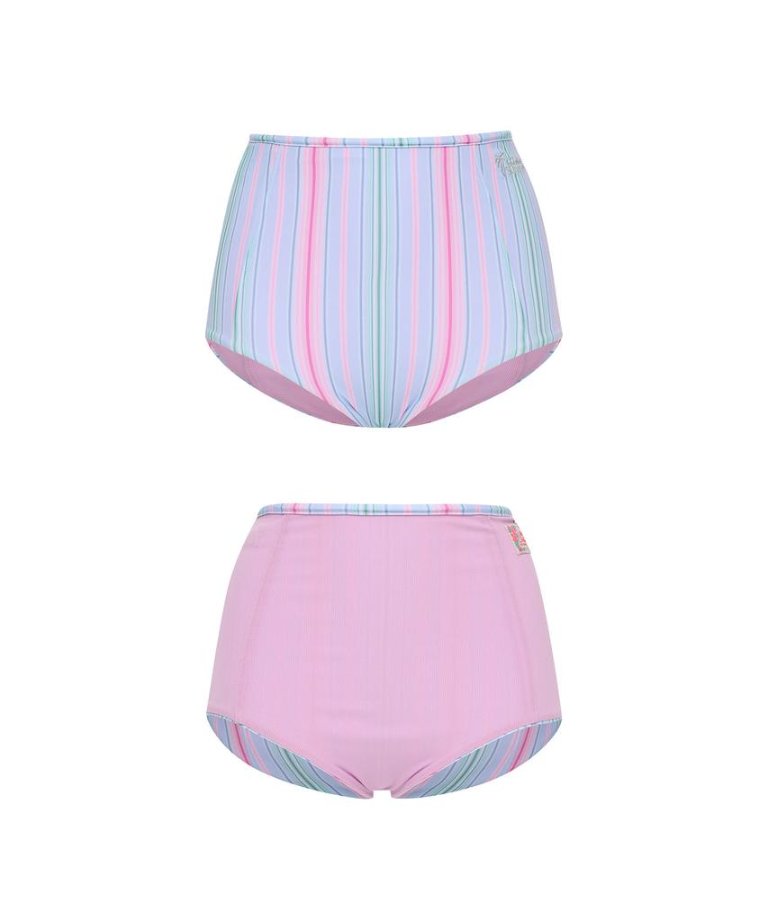 Lupeulupeu High Reversible Bikini Bottom [Milky Stripe Blue Cloud]