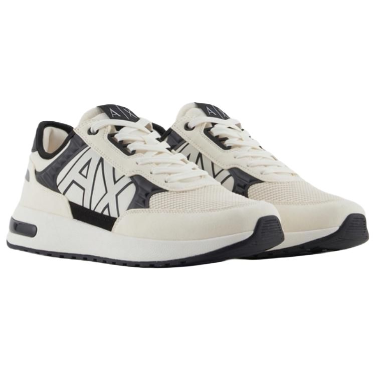Armani Exchange Round Toe Lace-Up Letter Logo Low-Top Casual Shoes Men sneakers Off-White XUX090XV2763N480