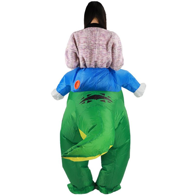 Goofy Dinosaur Christmas Inflatable Costume with Big Head and Bent Tail
