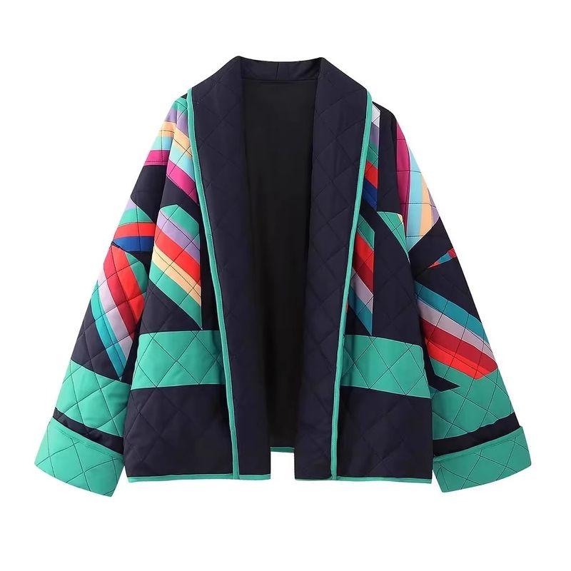 Araltay Fashion Style Women's Clothing French Style New Arrival Retro Casual Stitching Printing Loose Cotton Coat Long Sleeves Outwear