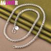 Gioielli con collana in argento sterling 925 da 4 mm con catena a scatola rotonda da 18/20/24 pollici