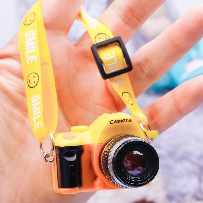 Smiling Plush Toy Dog with Webbing Strap and Sounding Cartoon Camera Pendant Necklace