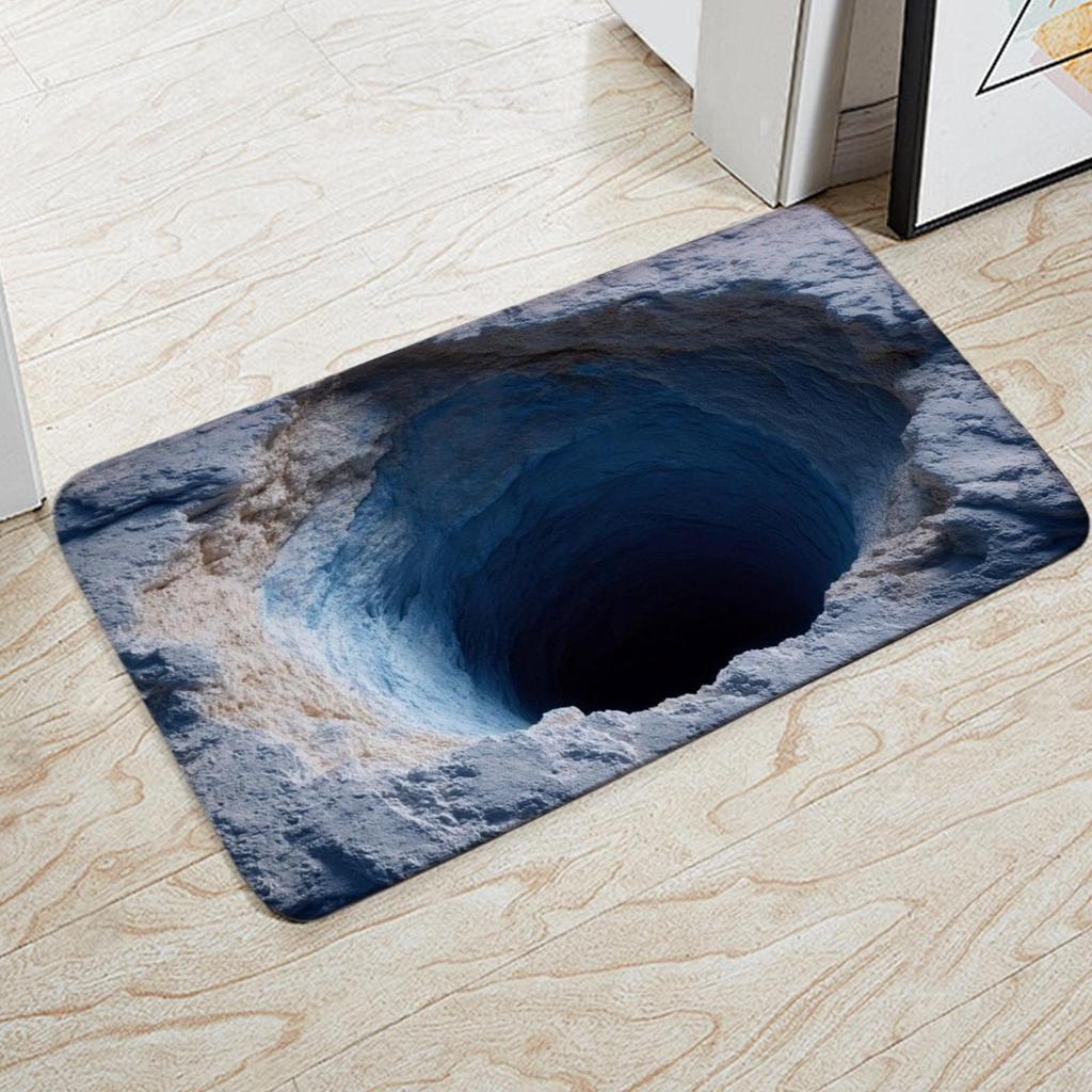 Saugfähige Badematte Rutschfeste Fußmatten für den Eingangsbereich Schnelltrocknend 3D Visuelles Abgrund-Design Badezimmerteppiche für Küche Zuhause Haustür Innen