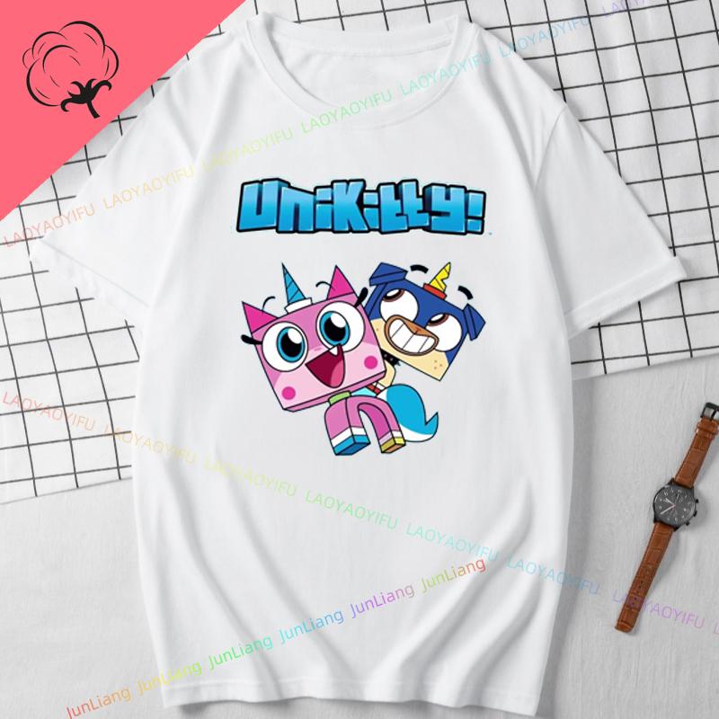 Unikitty Cat Print Funny Tee Shirt Cute 90s  Funny Tee Man Womens 100 Cotton Short Sleeves Couple Birthday Gift Party Shirt