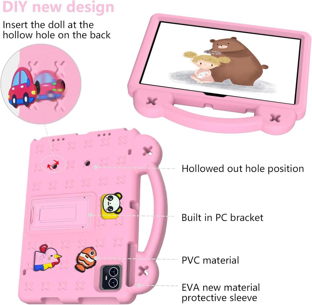 10.1-Inch Tablet EVA Drop Protection Case with Support Handle and Shoulder Strap Pink for ONN 10.1 4nd Gen 2024
