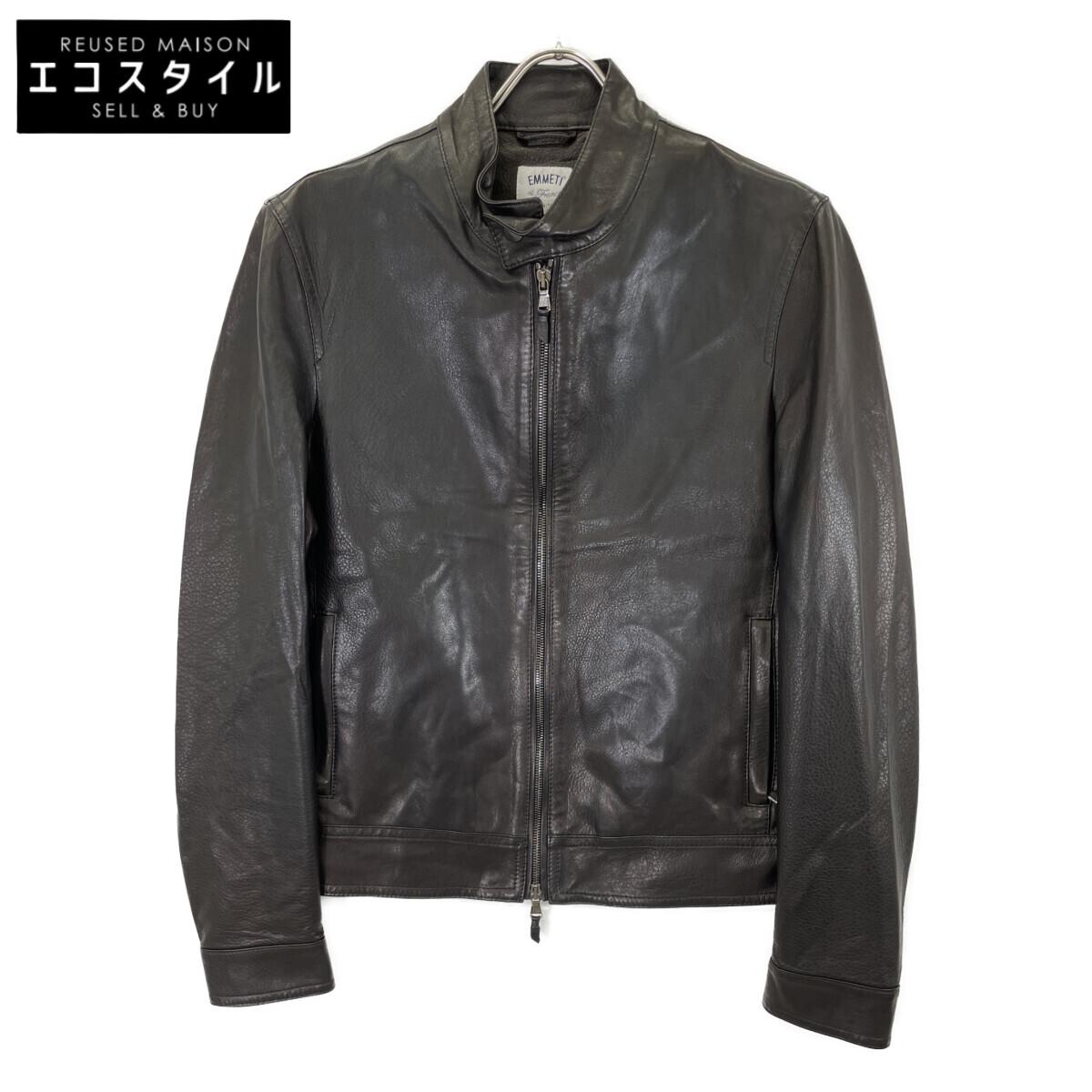 

EMMETI BEAMS Exclusive 24-18-0010-309 JURI Black Lambskin Single Rider s Jacket Jacket 48 blackUsed