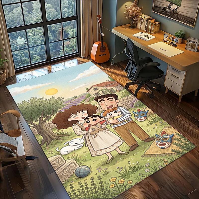 Crayon Shin-chan Large Gamer Rug Non Slip Washable Area Mat Bedroom Home Floor Decor