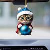 Ornament de pisică de Crăciun Decor pentru brad de Crăciun Breloc de rucsac agățat Accesoriu de vacanță din acril pentru oglindă retrovizoare pentru mașină, cheie pentru geanta
