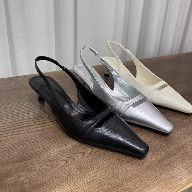 Fashion Sexy Pointed Toe Women Sandals Shallow Mid Heels Official Shoes 2025 Elegant Pumps Slingback Designer Summer Sandalias De Mujer