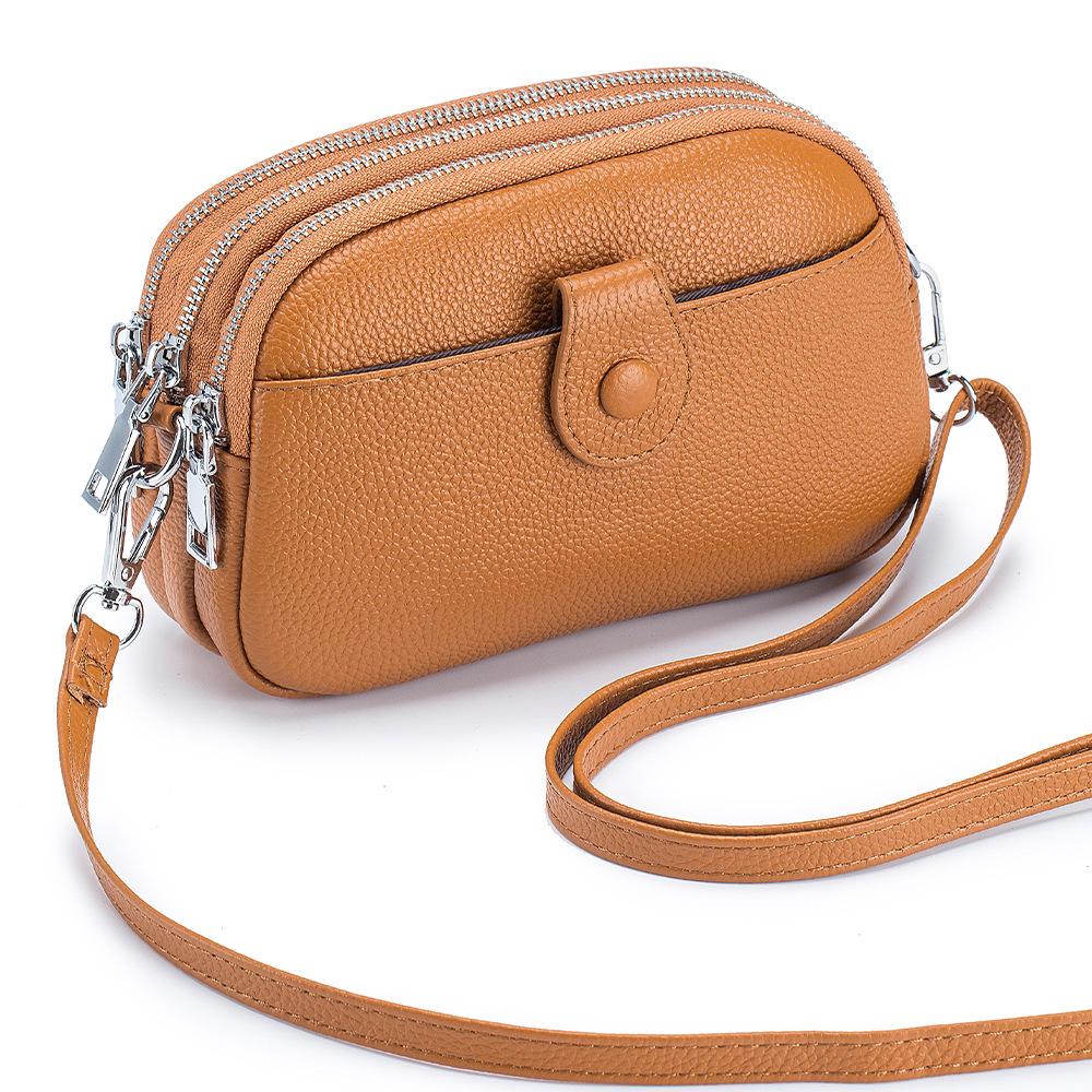Women's Genuine Leather Mini Crossbody Bag - Large Capacity, Fashionable Phone & Mommy Bag