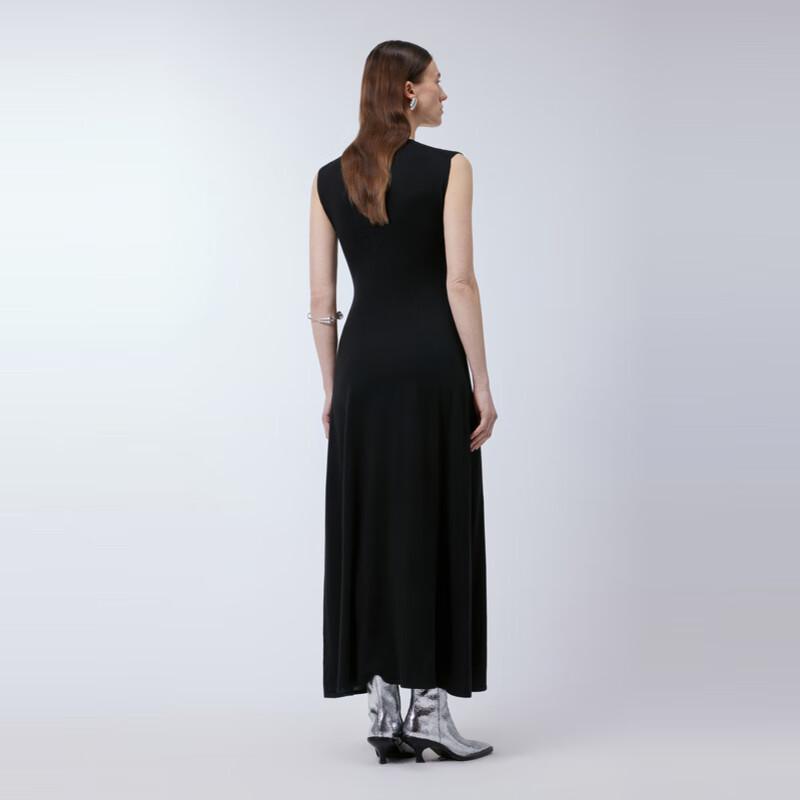 JNBY Women's 2024 Spring V-Neck 100% Wool Sweater Dress